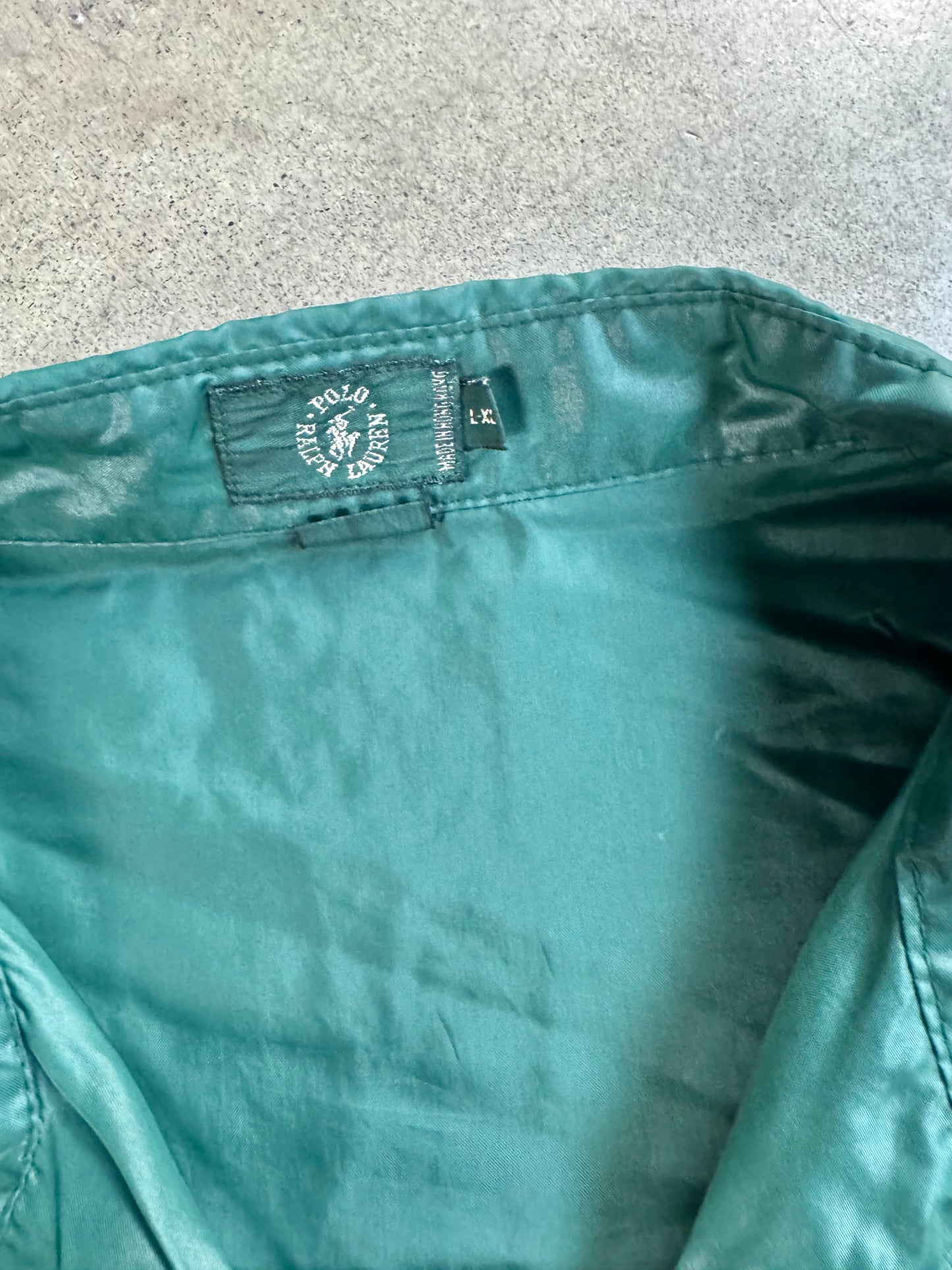 Vintage 1990s Polo Ralph Lauren Green Zip-Up Windbreaker Jacket | L/XL