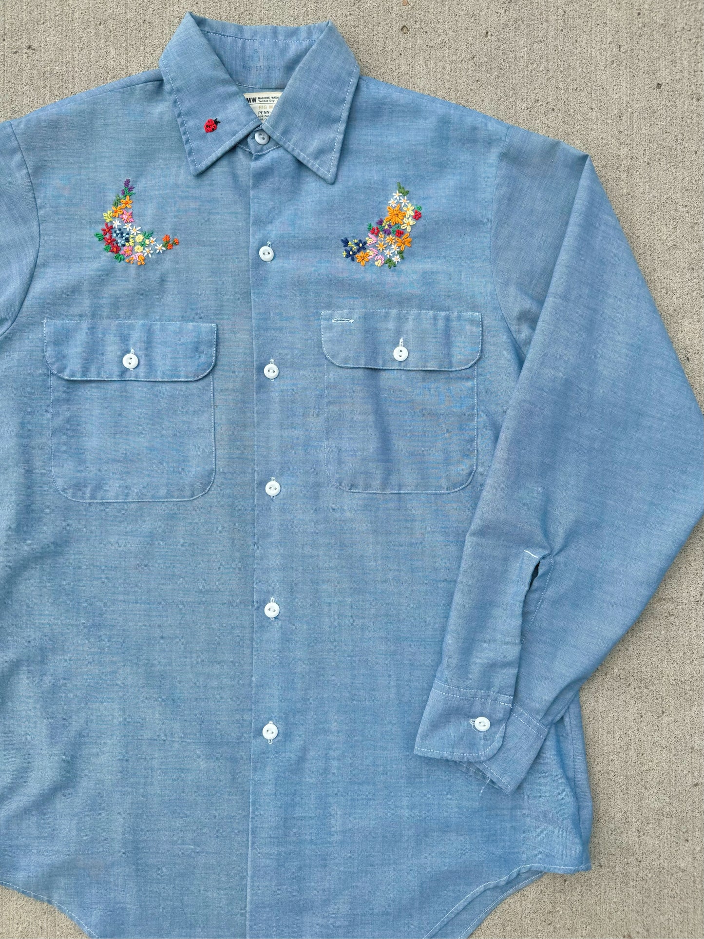 Vintage 1970s Hand Embroidered Big Mac Button Down Shirt