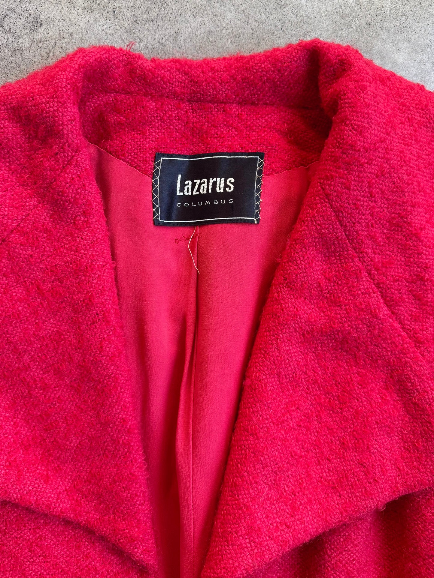 Vintage 1960s Lazarus Red Wool-Blend Swing Coat | Large