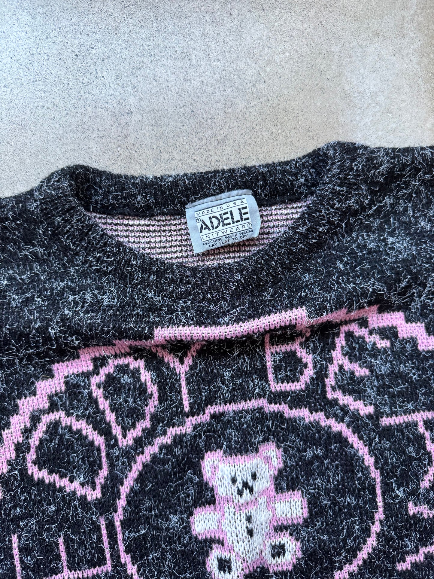 Vintage 1980s Adele Knitwear “Teddy Bear Club” Sweater | Medium