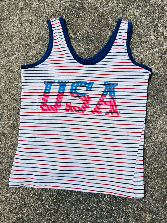 Vintage 1970s Striped USA Tank Top