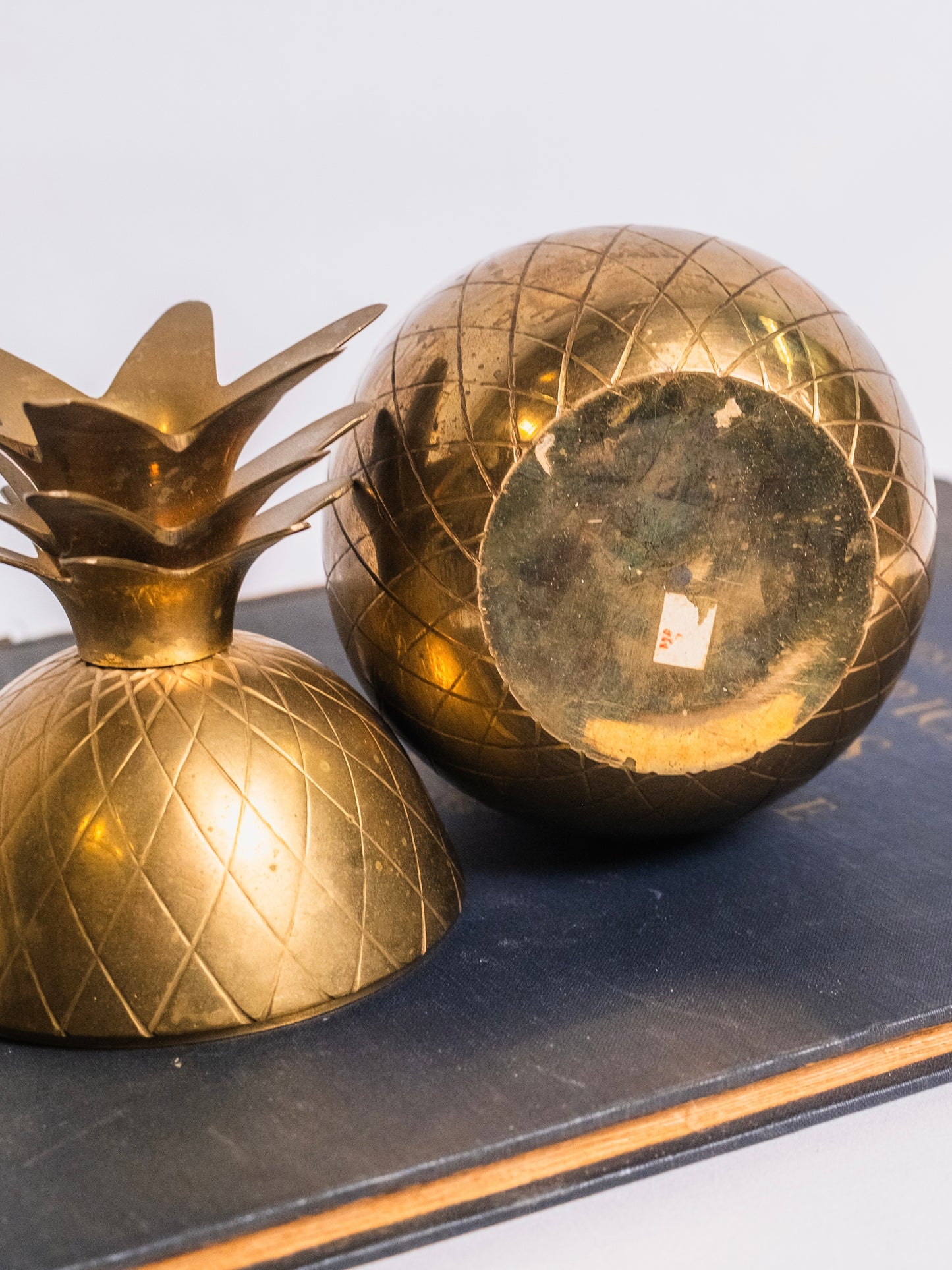 Vintage 1950s Solid Brass Pineapple Canister