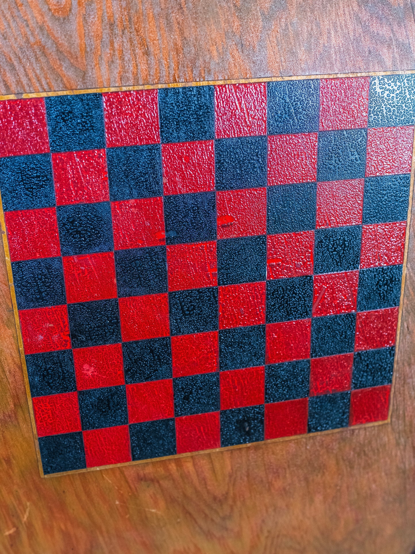 Vintage Large Wooden Hexagonal Two-Sided Checkers Game Board
