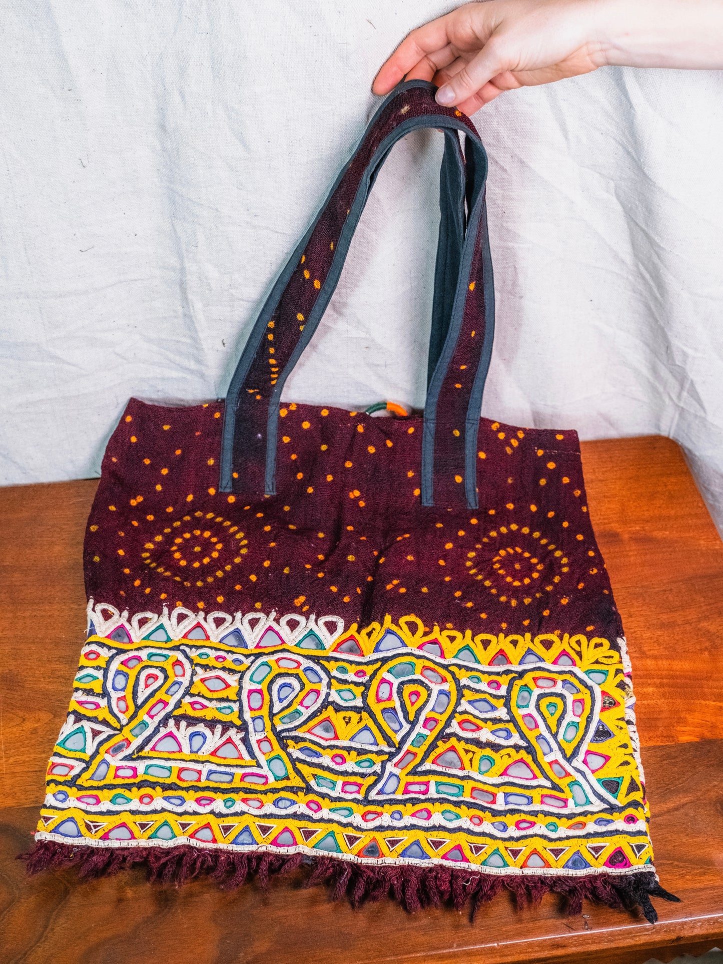 Vintage Handmade Banjara Mirrorwork Boho Style Tote Bag