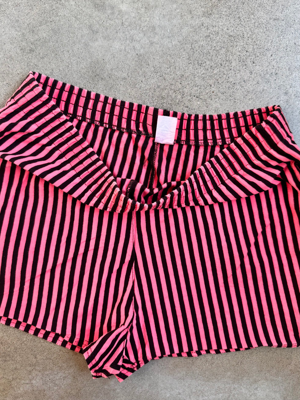 Vintage 1980s Pink & Black Striped 100% Cotton Shorts | Medium