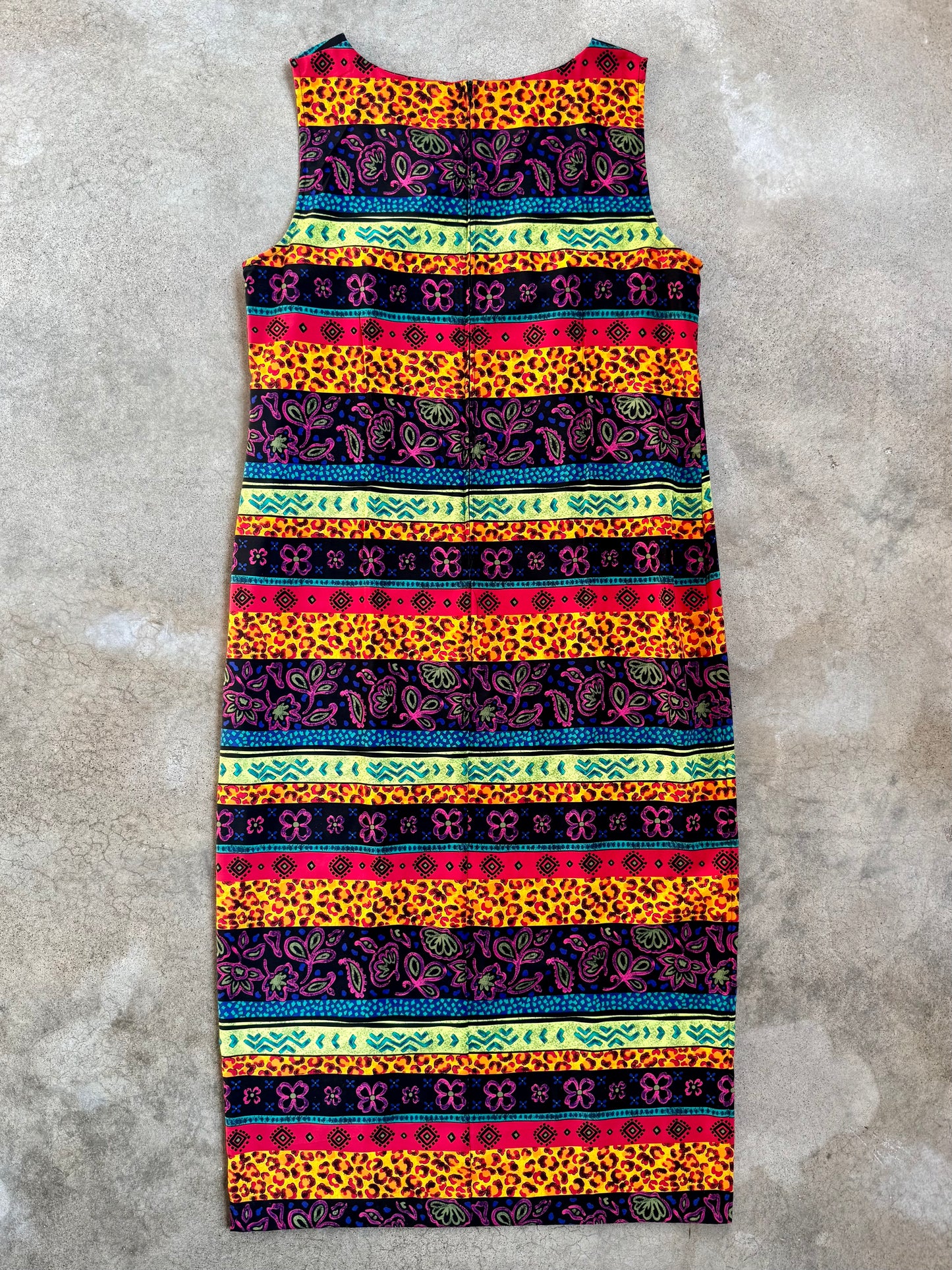 Vintage 1990s Sag Harbor Multi-Pattern Sleeveless Maxi Dress | XL