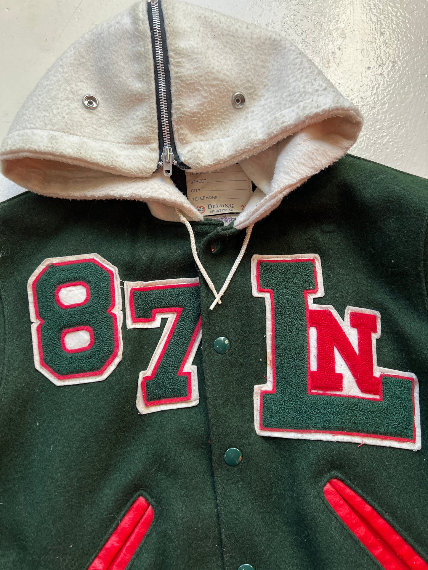 Vintage 1980s Green Wool Varsity Letterman Jacket | S/M