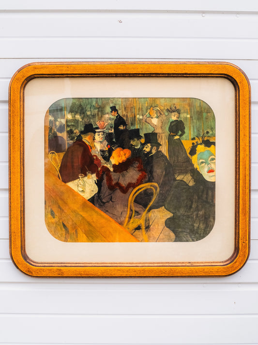 Vintage 1940s Framed Moulin Rouge by Lantrec for Lazarus Print Artwork