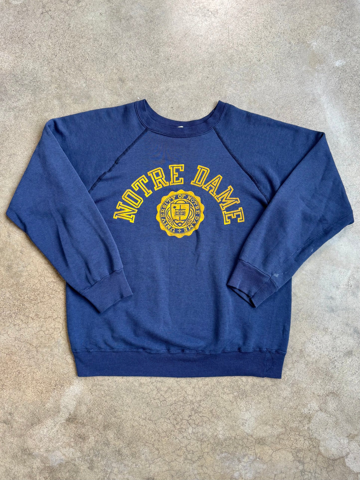 Vintage 1970s Champion Notre Dame Raglan Sweatshirt | Large