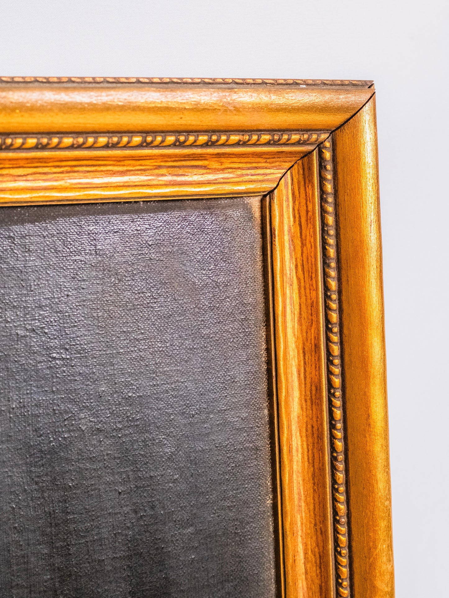 Vintage 1940s Framed "Man in Green" Oil on Canvas Painting