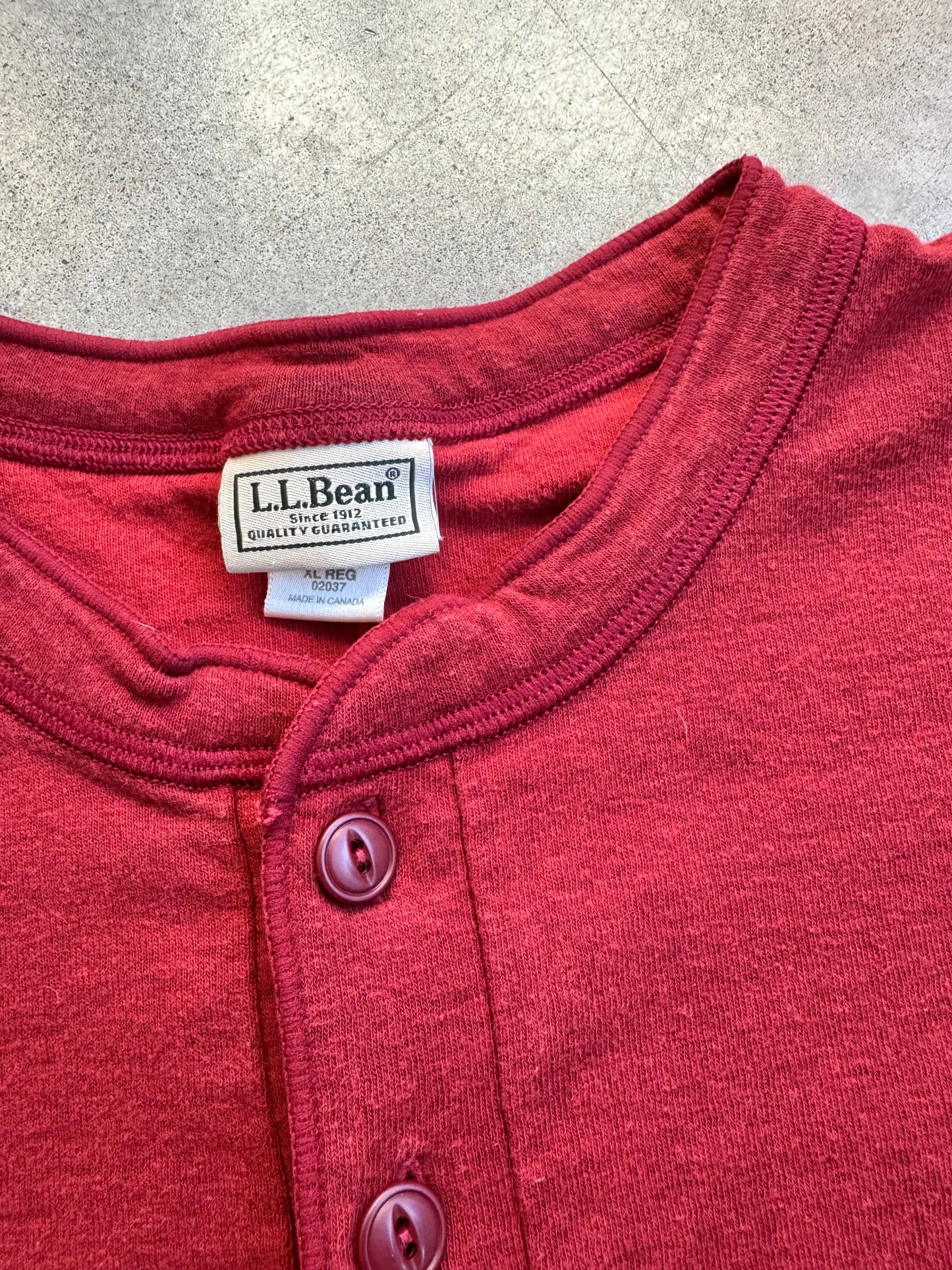 Vintage L.L. Bean River Drivers Red Wool-Blend Henley Shirt | XL