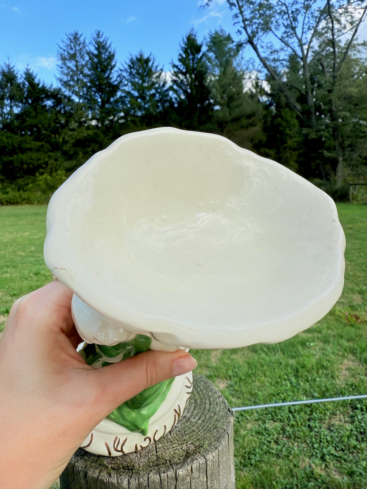Vintage 1950s Ceramic Cherub Pedestal Dish