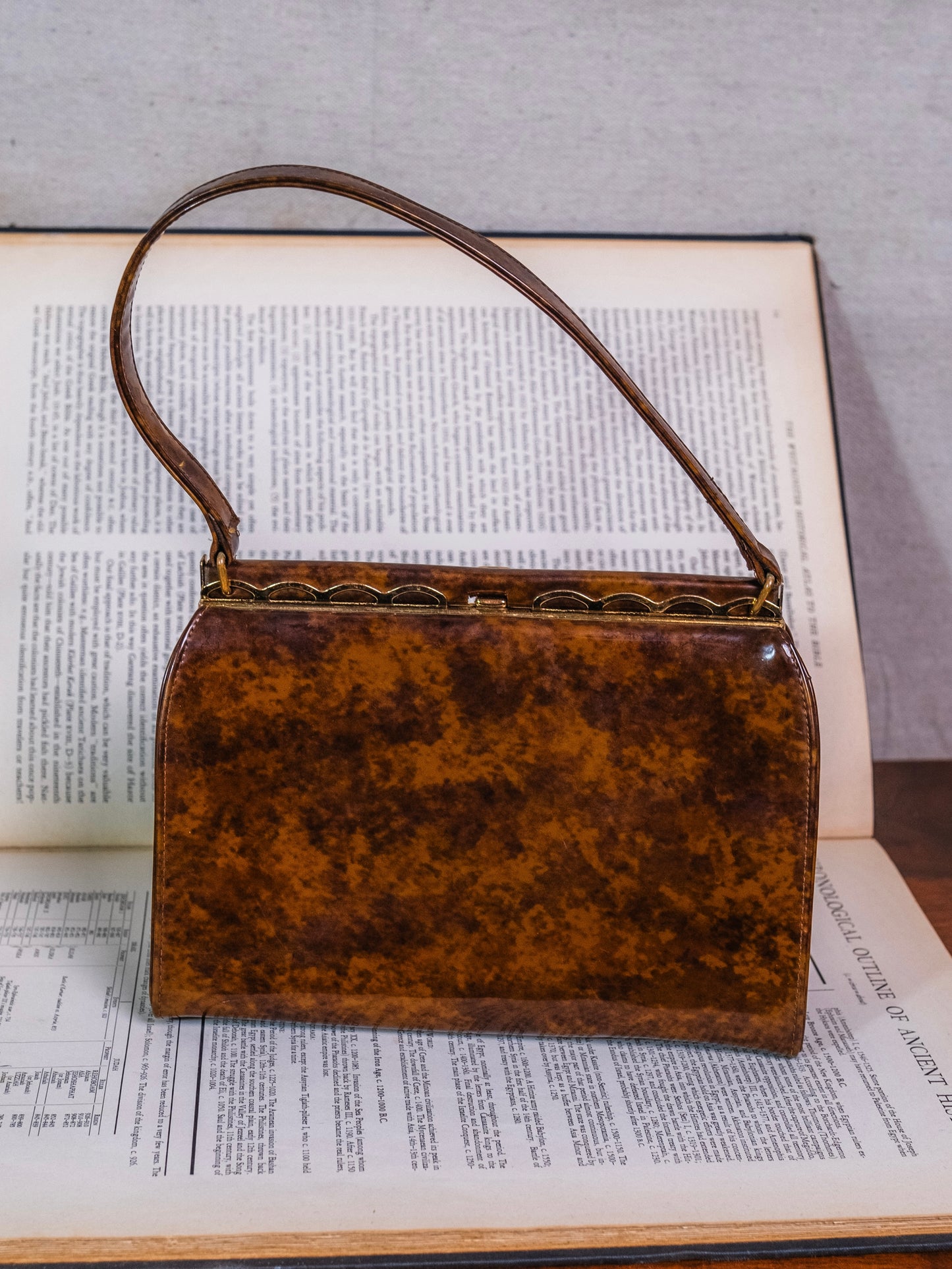 Vintage 1950s Coblentz Patent Leather Tortoiseshell Purse