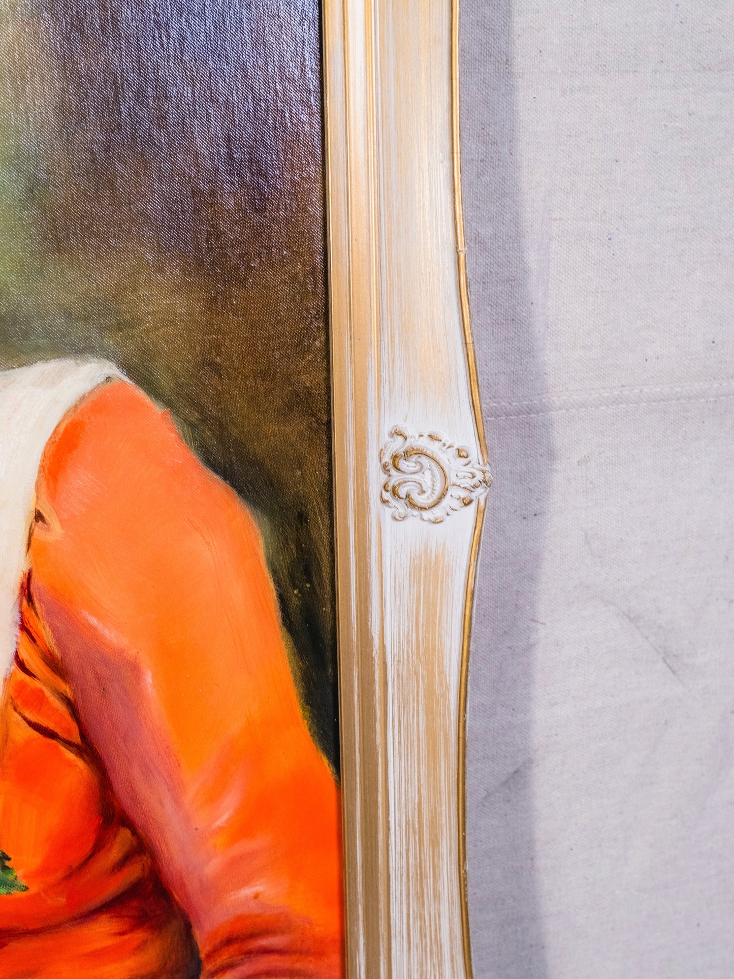 Vintage 1960s Framed & Signed "Dark Haired Lady" Oil on Canvas Painting