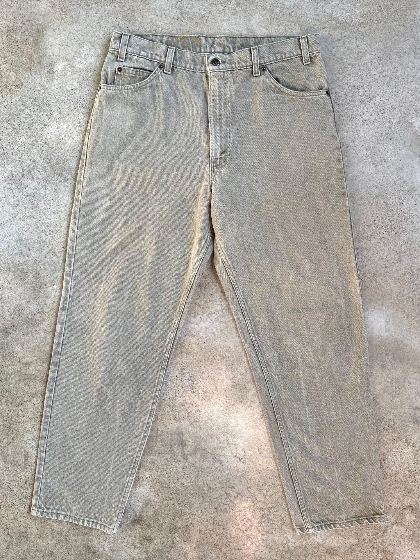 Vintage 1990s Levi’s Orange Tab 550 Relaxed Fit Muted Green Jeans | 36x30