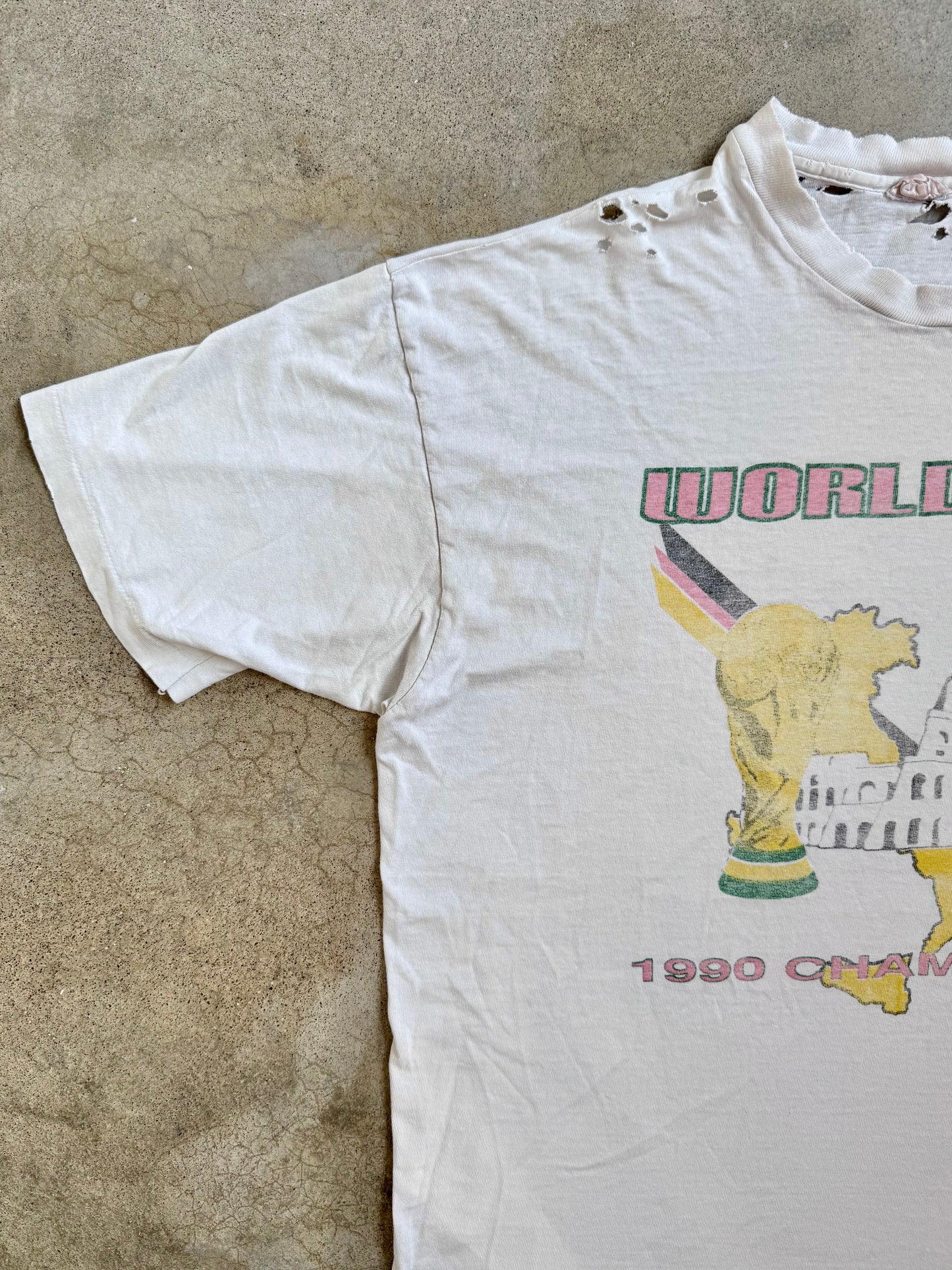 Vintage 1990 West Germany World Cup Champions Distressed Graphic Tee | XL
