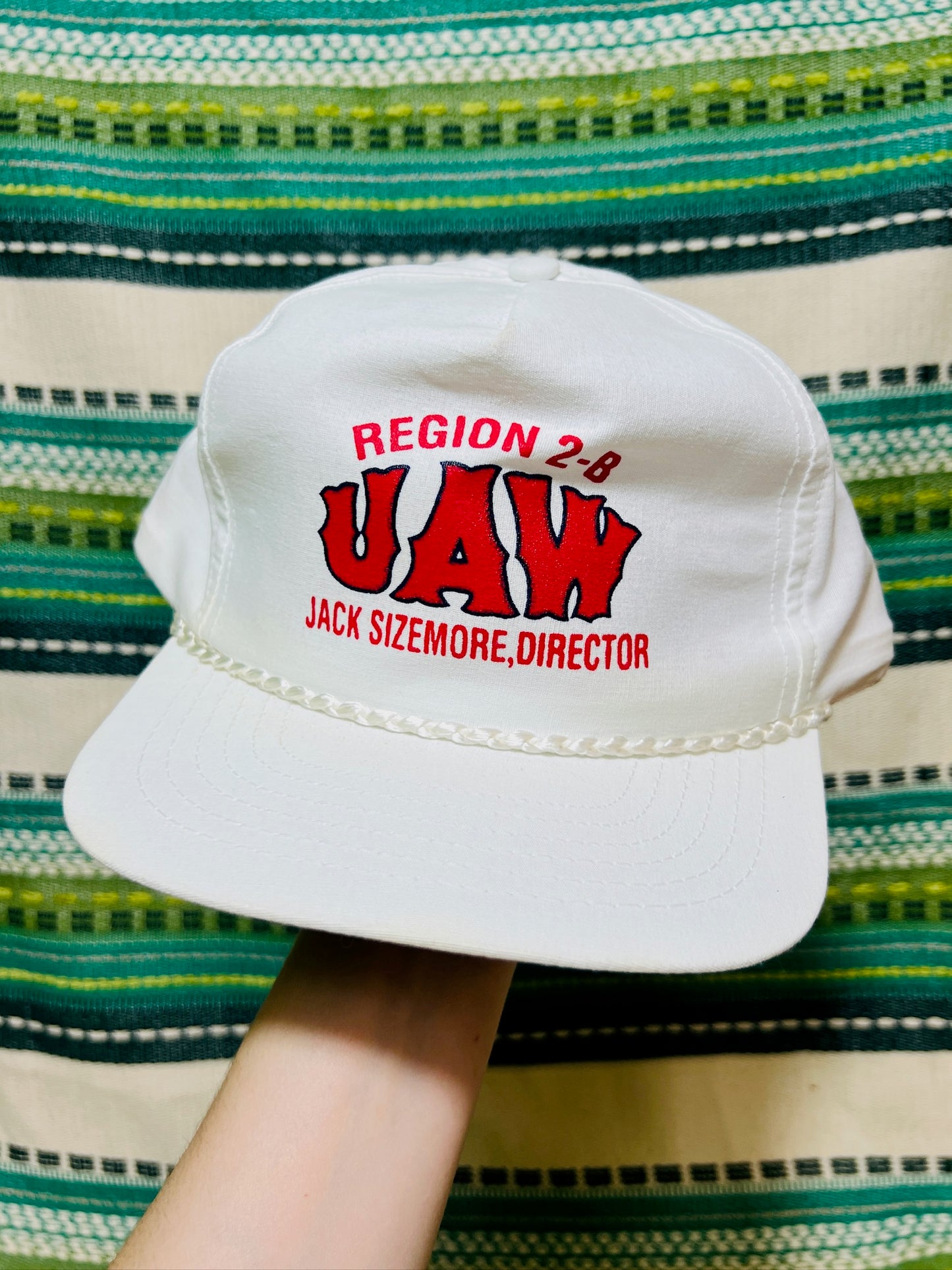 Vintage UAW Region 2-B White Snapback Hat