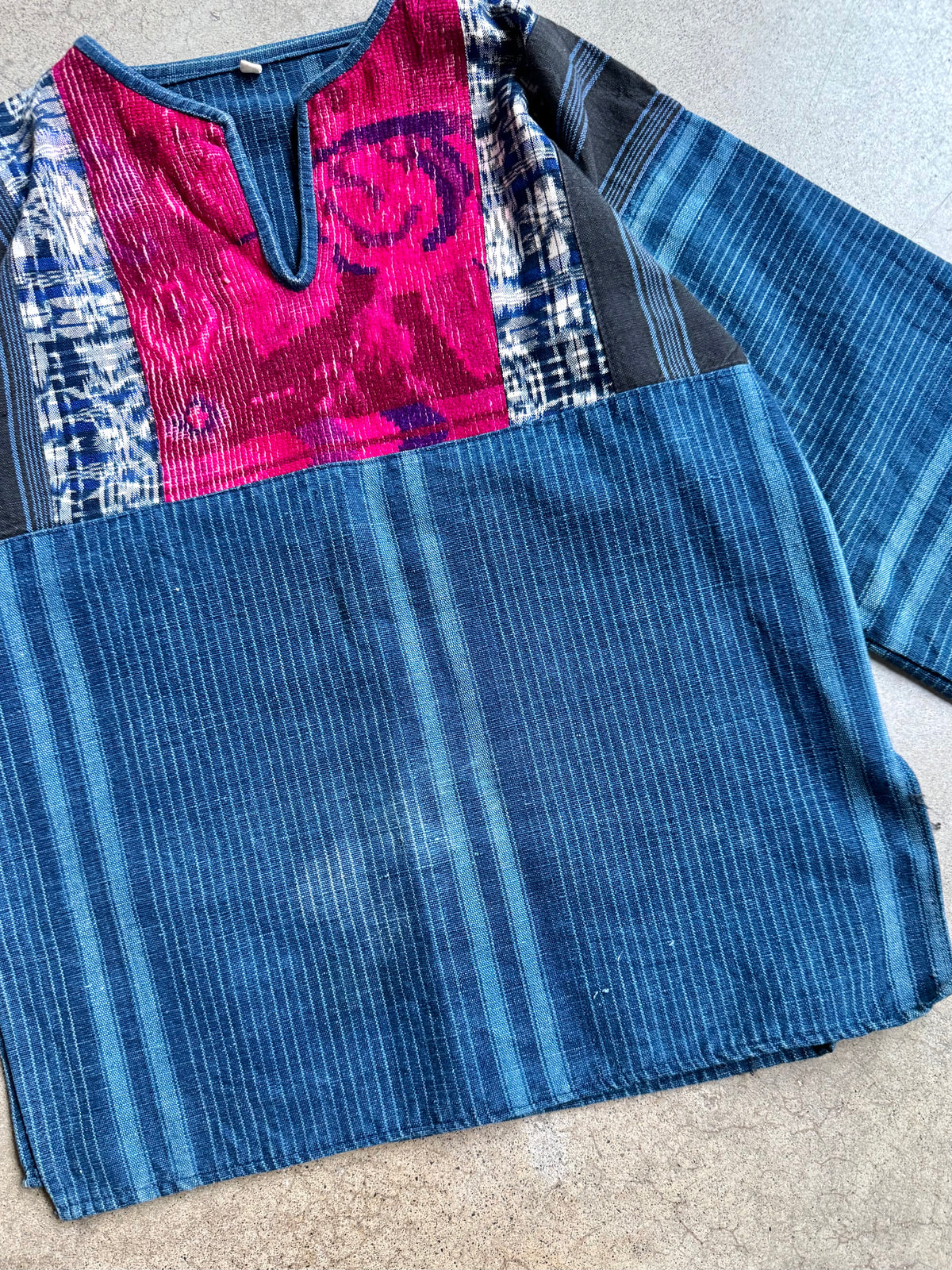 Vintage Guatemalan Woven Cotton Patchwork Tunic Folk Shirt | Medium