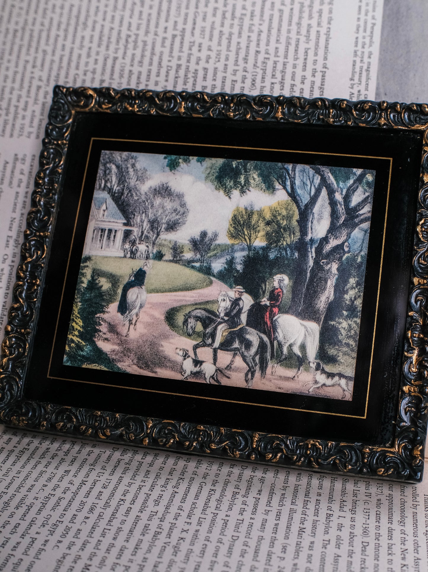 Vintage 1970s Currier & Ives Framed Print Wall Art | Set of 2