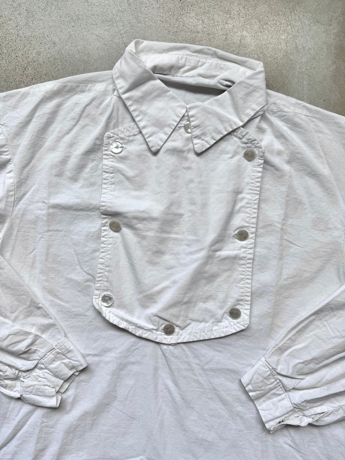 Vintage Handmade White Old West Cavalry Bib Shirt | L/XL