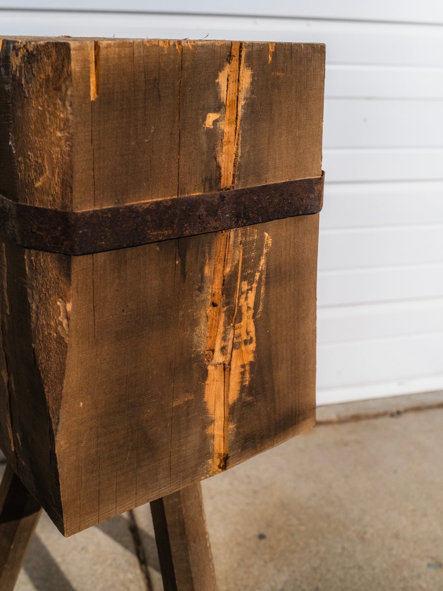 Vintage 1940s Wood 3-Legged Chopping Block Stand