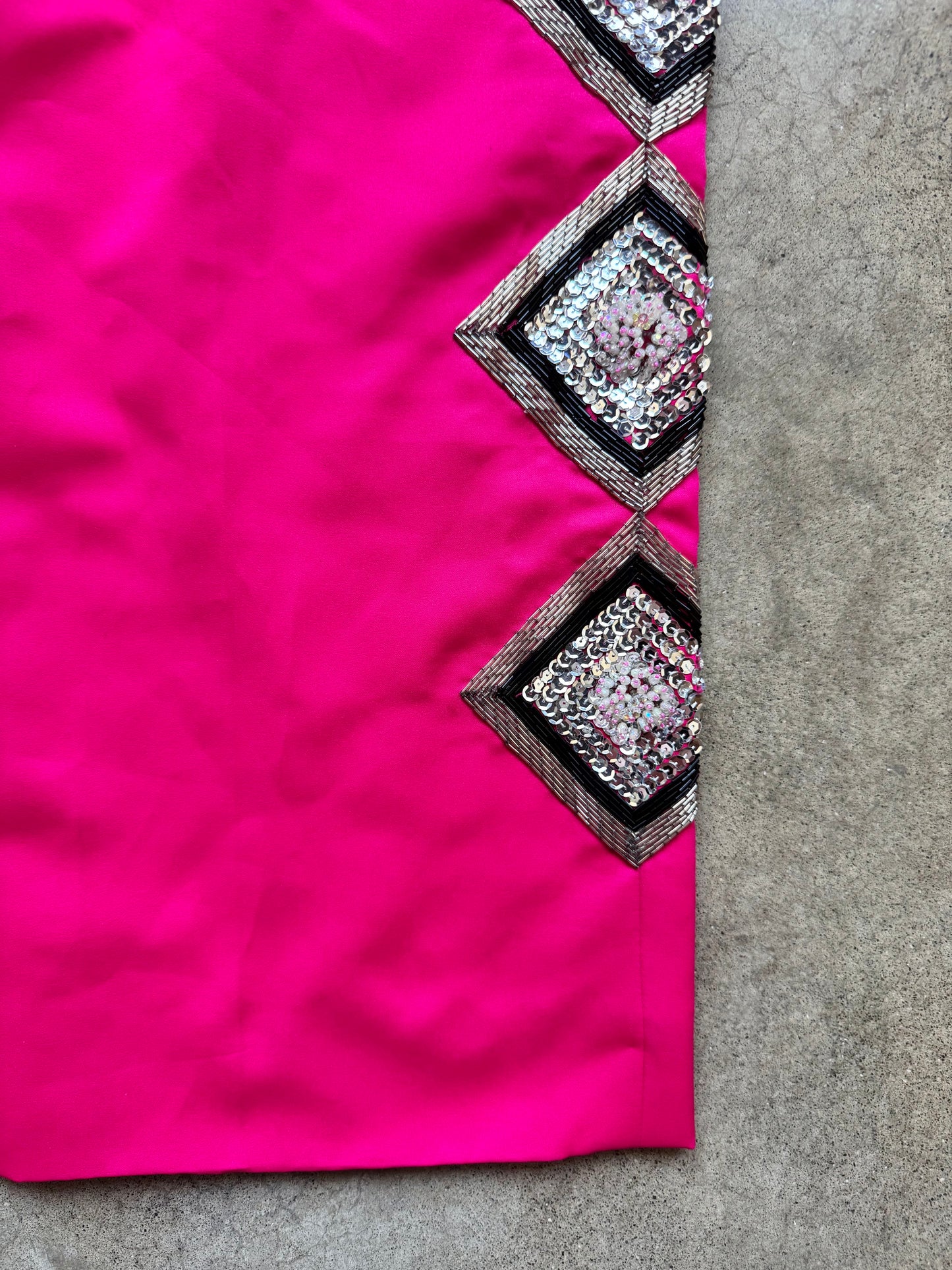Vintage 1970s Fuchsia Pink Sequin Beaded Wide-Leg Disco Pants | Small
