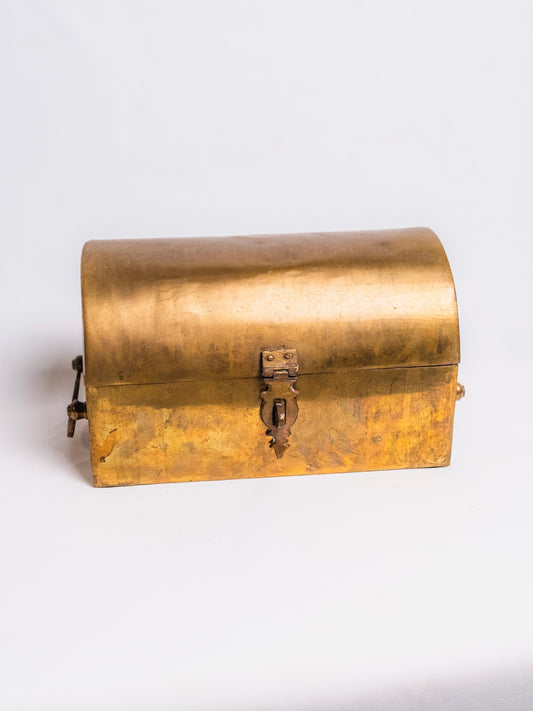 Vintage 1950s Solid Brass Hinged Casket Box