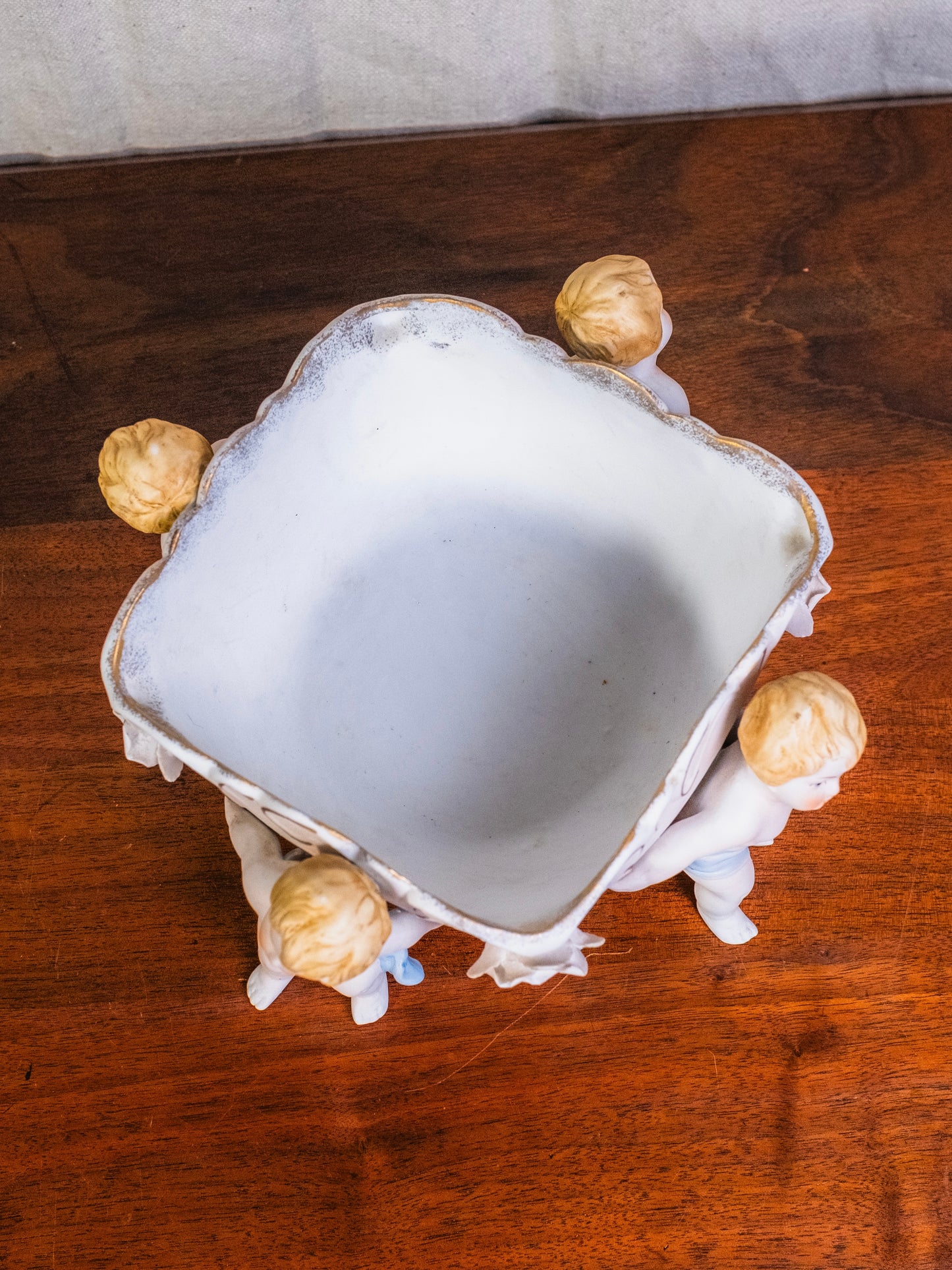Antique Porcelain Cherub Footed Centerpiece Bowl