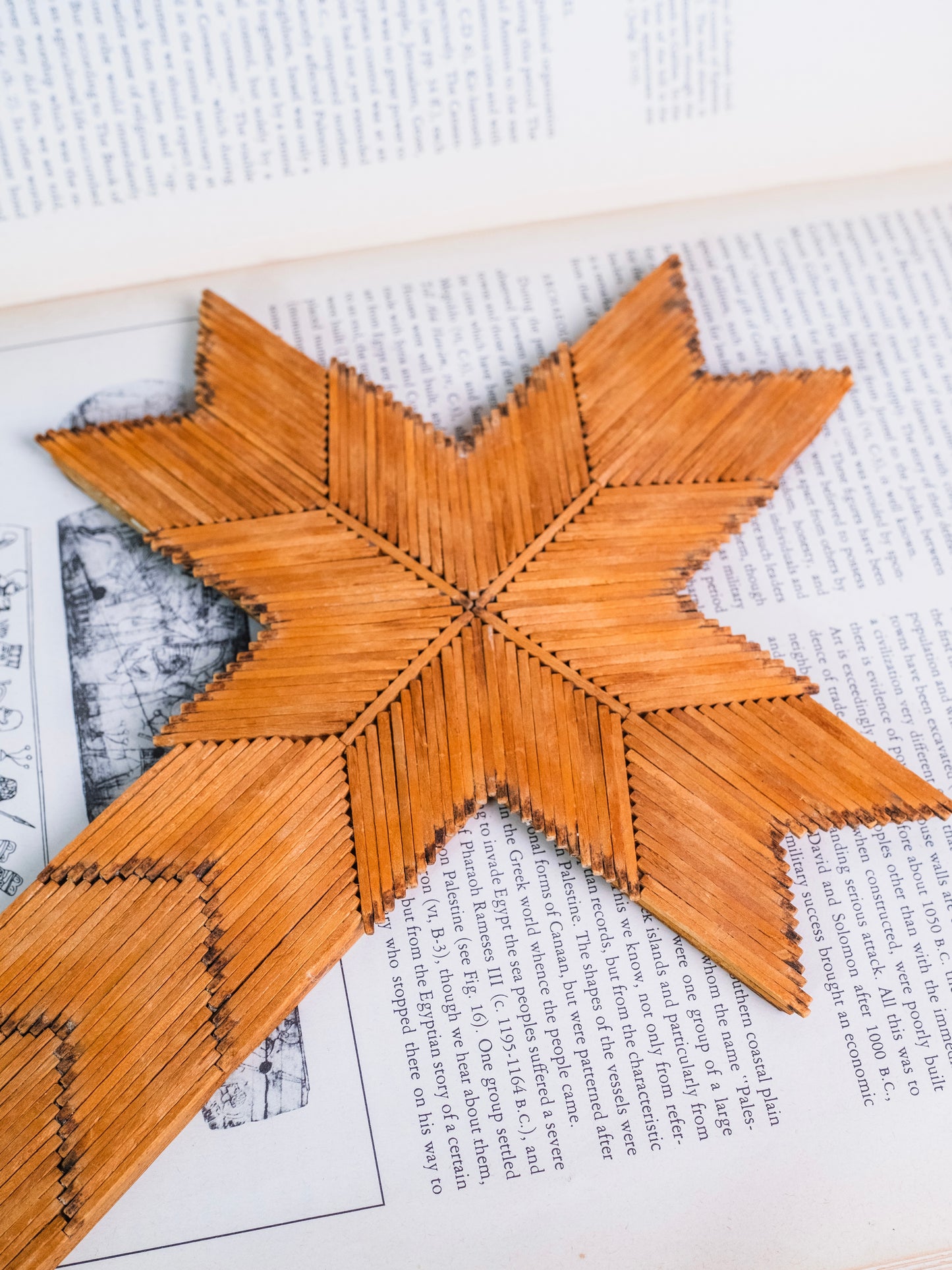 Vintage Handmade Matchstick Folk Art Cross
