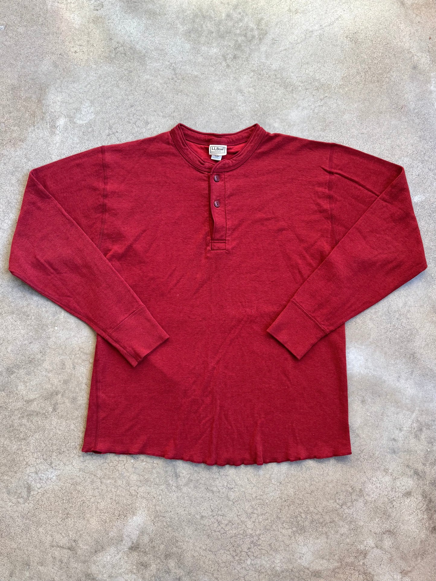 Vintage L.L. Bean River Drivers Red Wool-Blend Henley Shirt | XL
