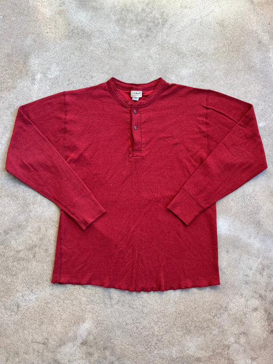 Vintage L.L. Bean River Drivers Red Wool-Blend Henley Shirt | XL