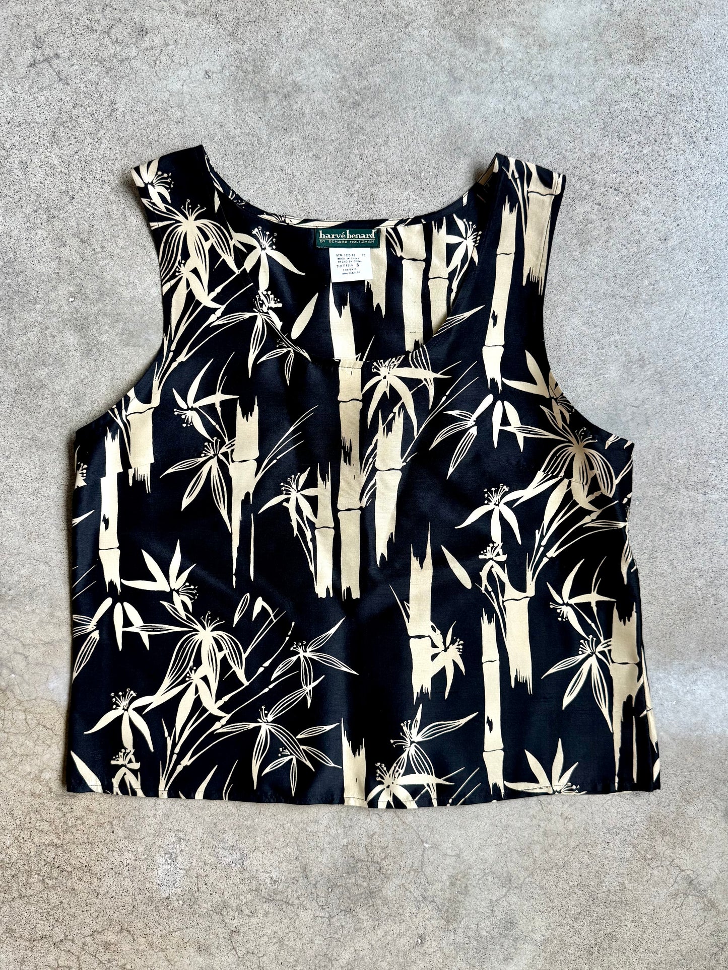 Vintage 1990s Harvé Benard 100% Silk Bamboo Print Two-Piece Set | Small