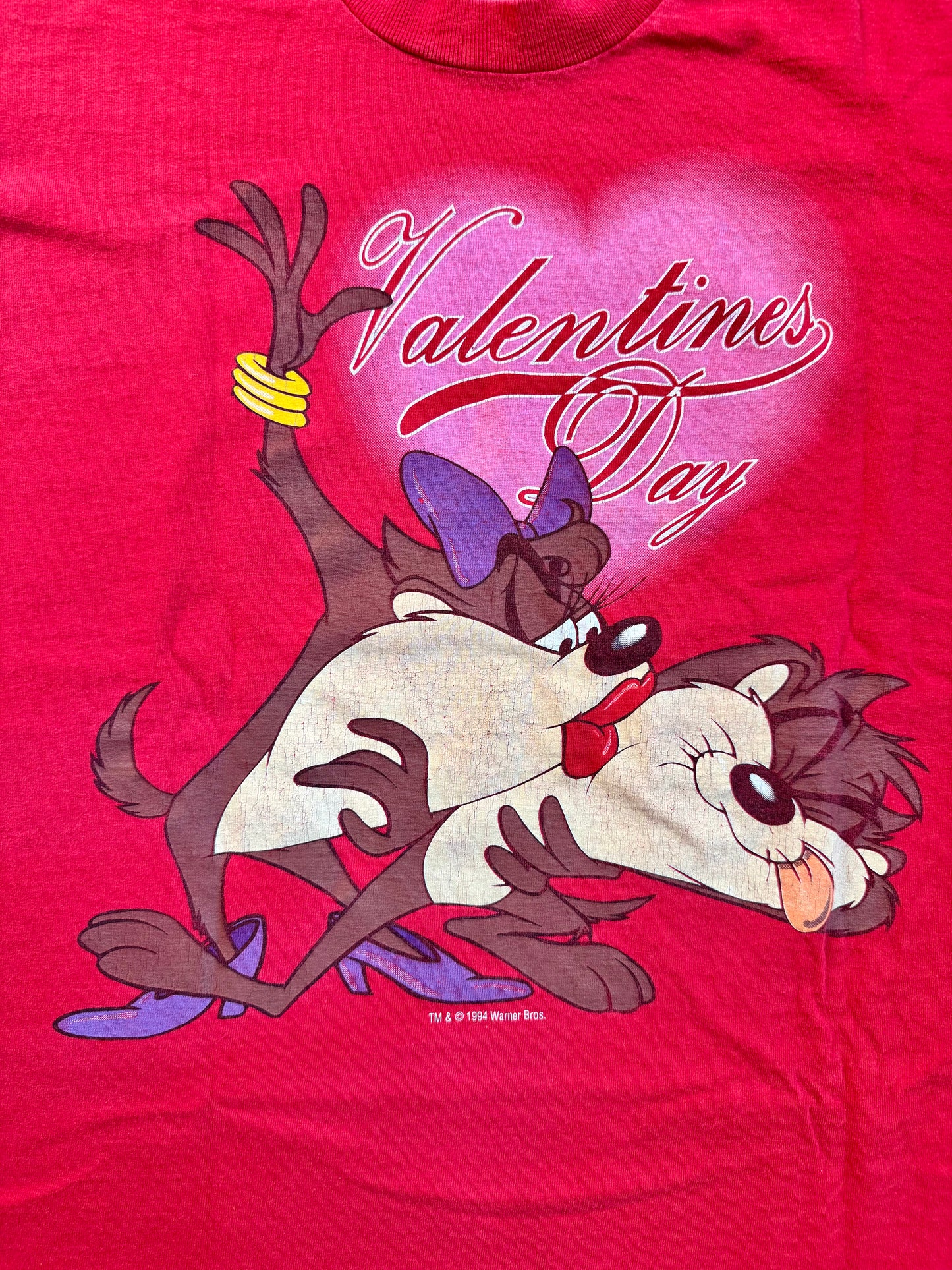 Vintage 1994 Red Tasmanian Devil Valentines Graphic Tee | Large