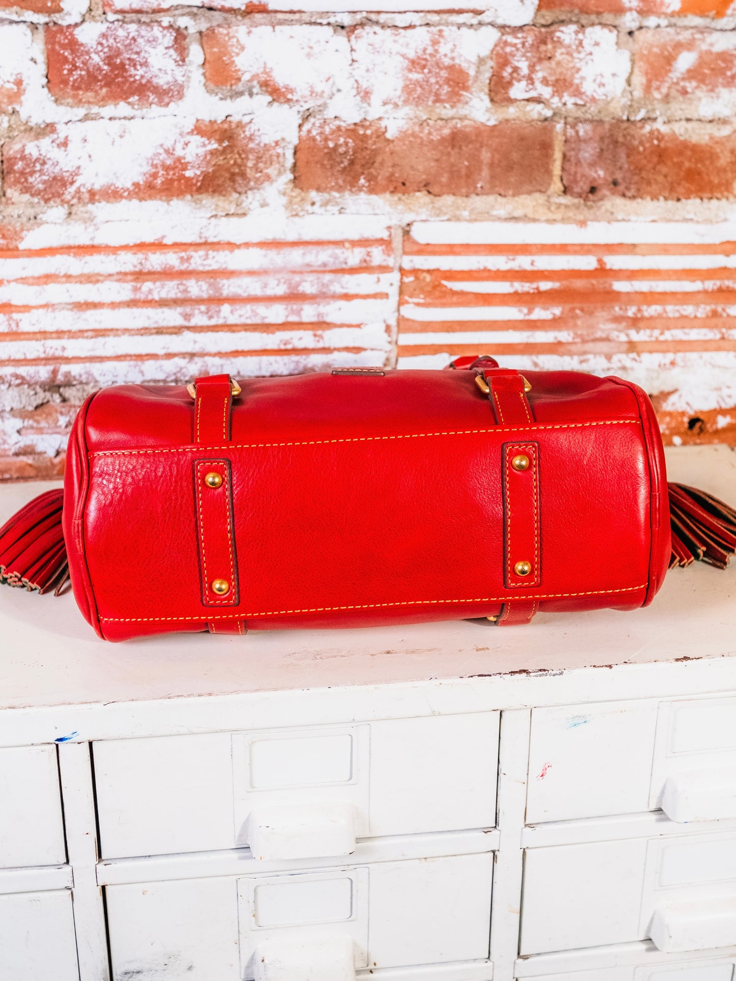 Dooney & Bourke Florentine Leather Satchel Bag | Red