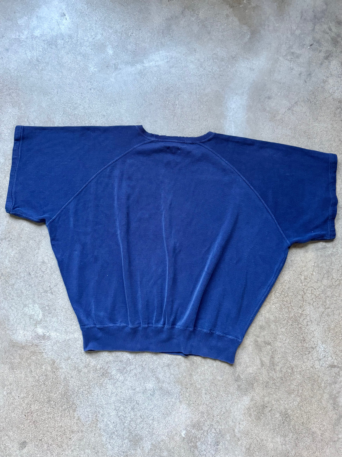Vintage 1990s Polo Ralph Lauren Distressed Navy Short Sleeve Sweatshirt | XL