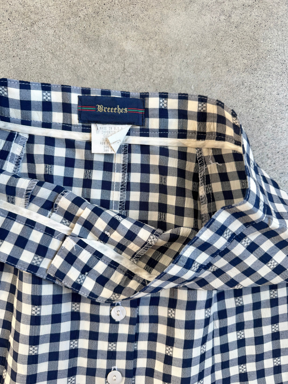 Vintage 1980s/90s Breeches Navy Blue Gingham Button-Front Skirt | Small