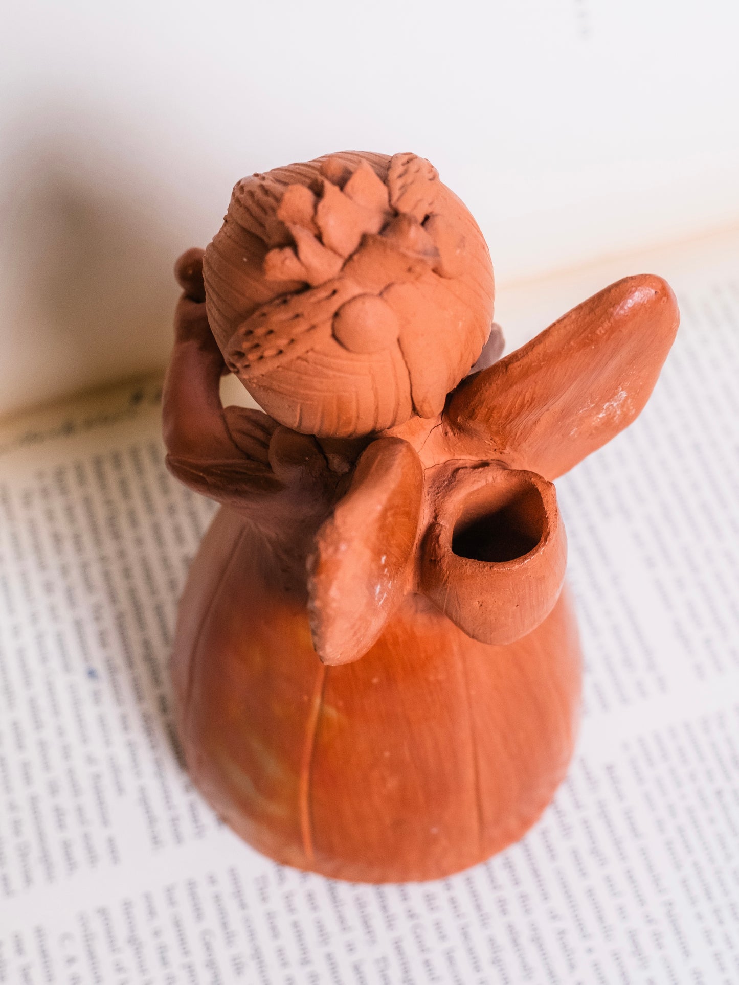 Vintage 1970s Guatemalan Terracotta Pottery Angel Candle Holder