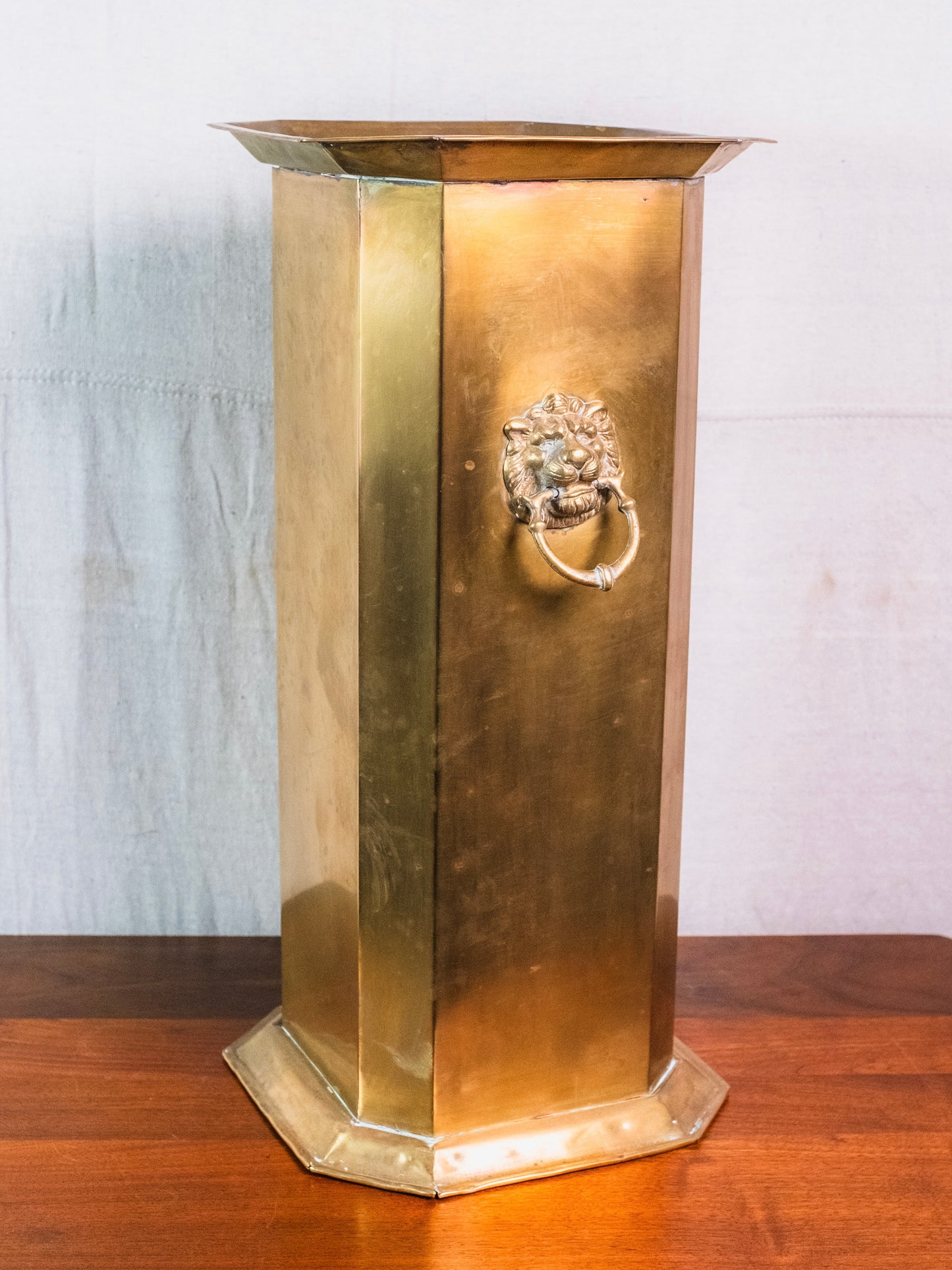 Antique Brass Lion Head Umbrella Stand