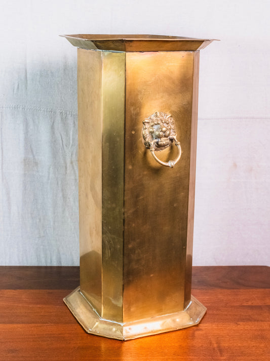 Antique Brass Lion Head Umbrella Stand