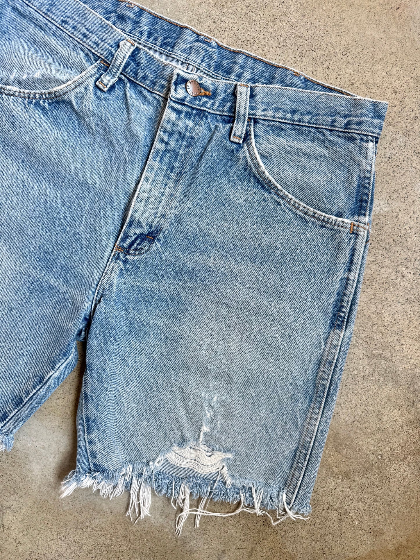 Vintage Rustler Light Wash Cutoff Denim Shorts | 33