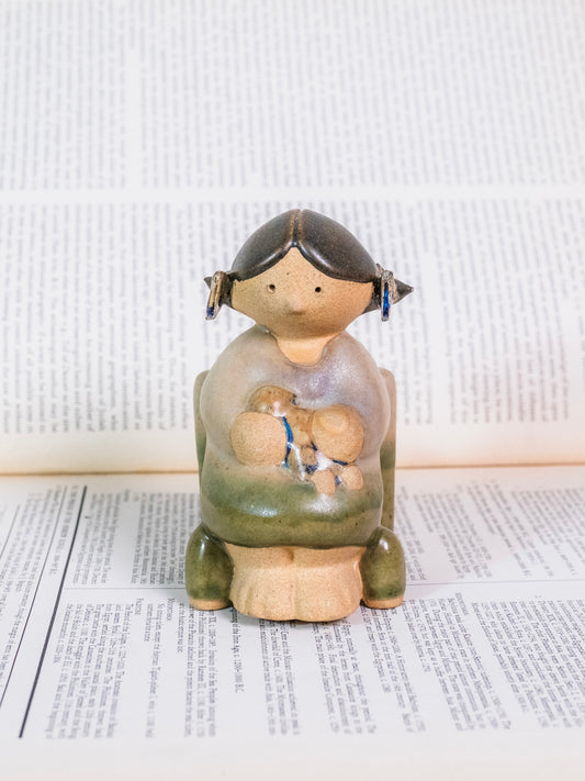 Vintage Ceramic Pottery Swedish-Style "Mother w/ Child" Figurine