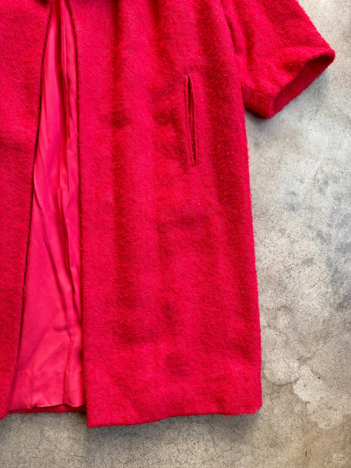 Vintage 1960s Lazarus Red Wool-Blend Swing Coat | Large