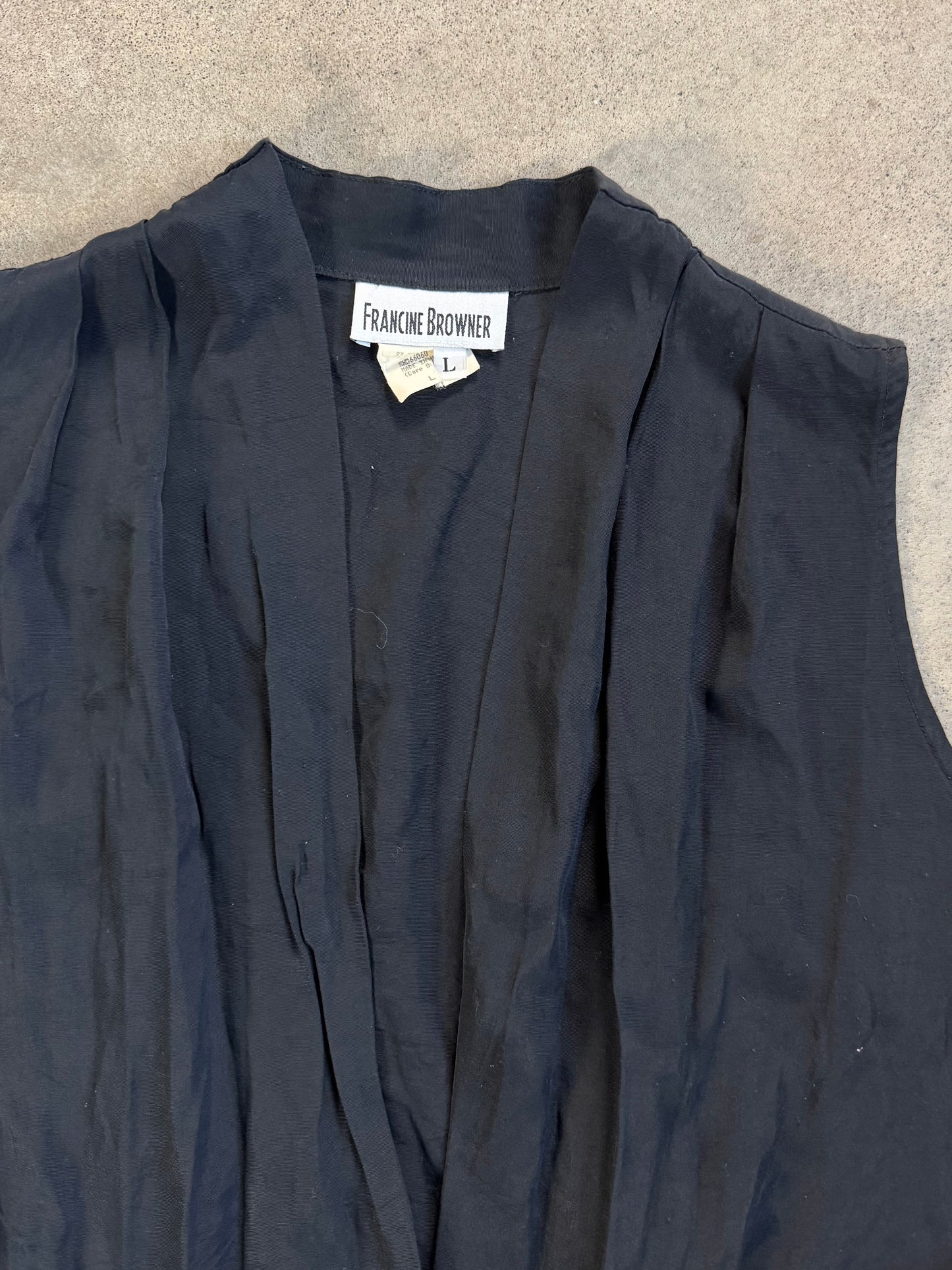 Vintage 1980s Francine Browner Sash Tie-Front Sleeveless Blouse | Large