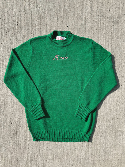 Vintage Fall River Knitting Mills "Marie" Green Sweater | Medium