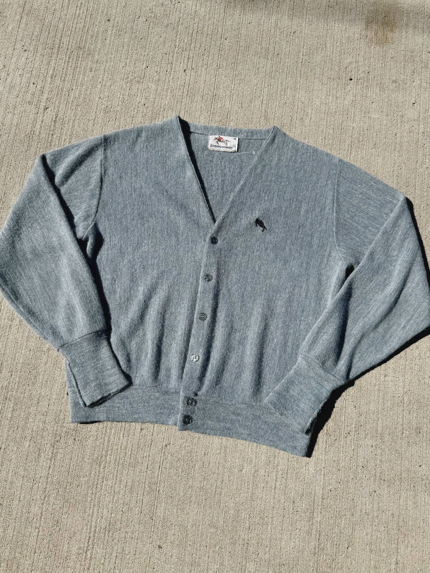 Vintage 1980s Steeplechase Grey Cardigan Sweater | Medium