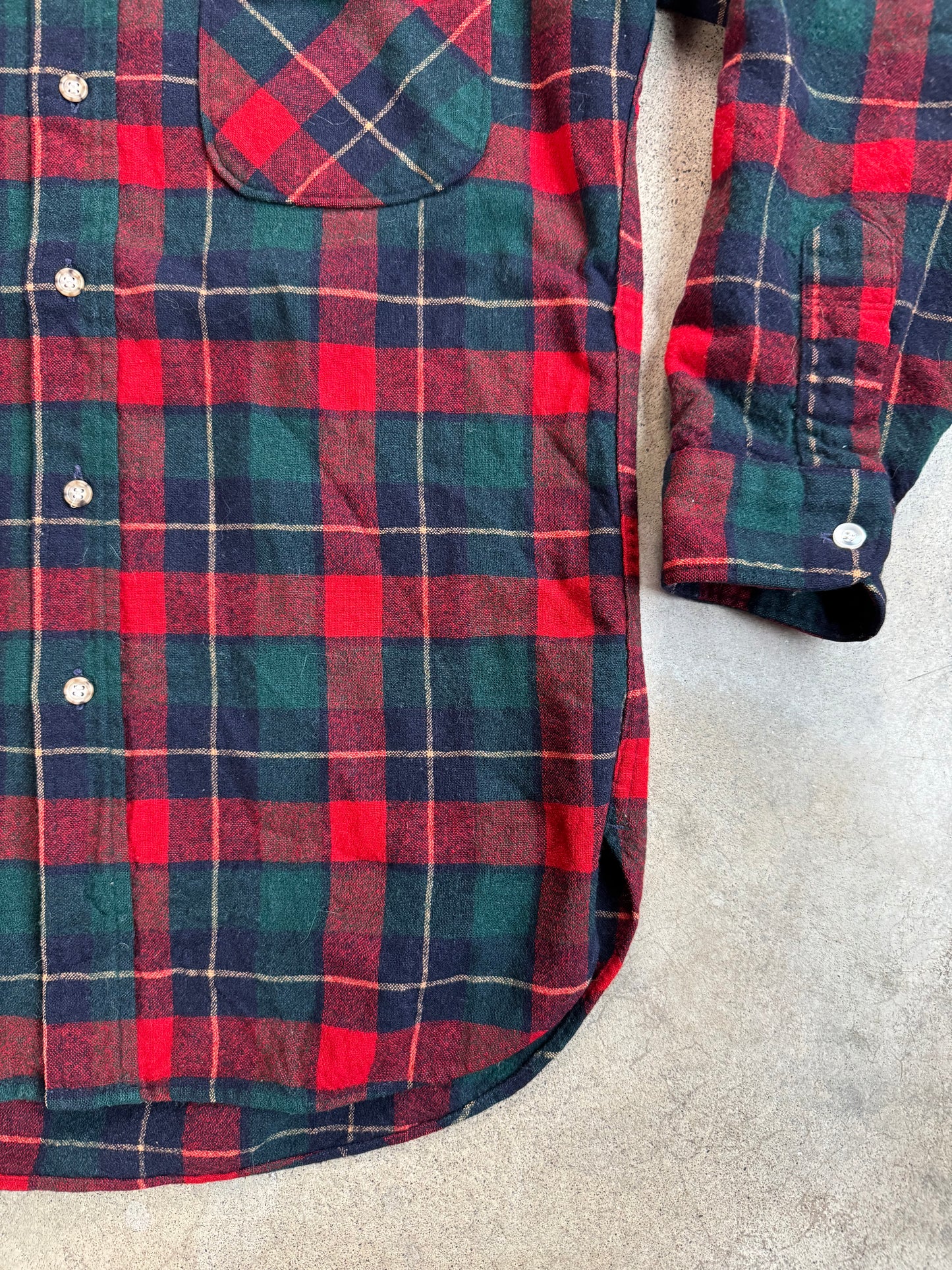 Vintage 1970s Pendleton Kilgore Tartan Wool Flannel Shirt | Medium