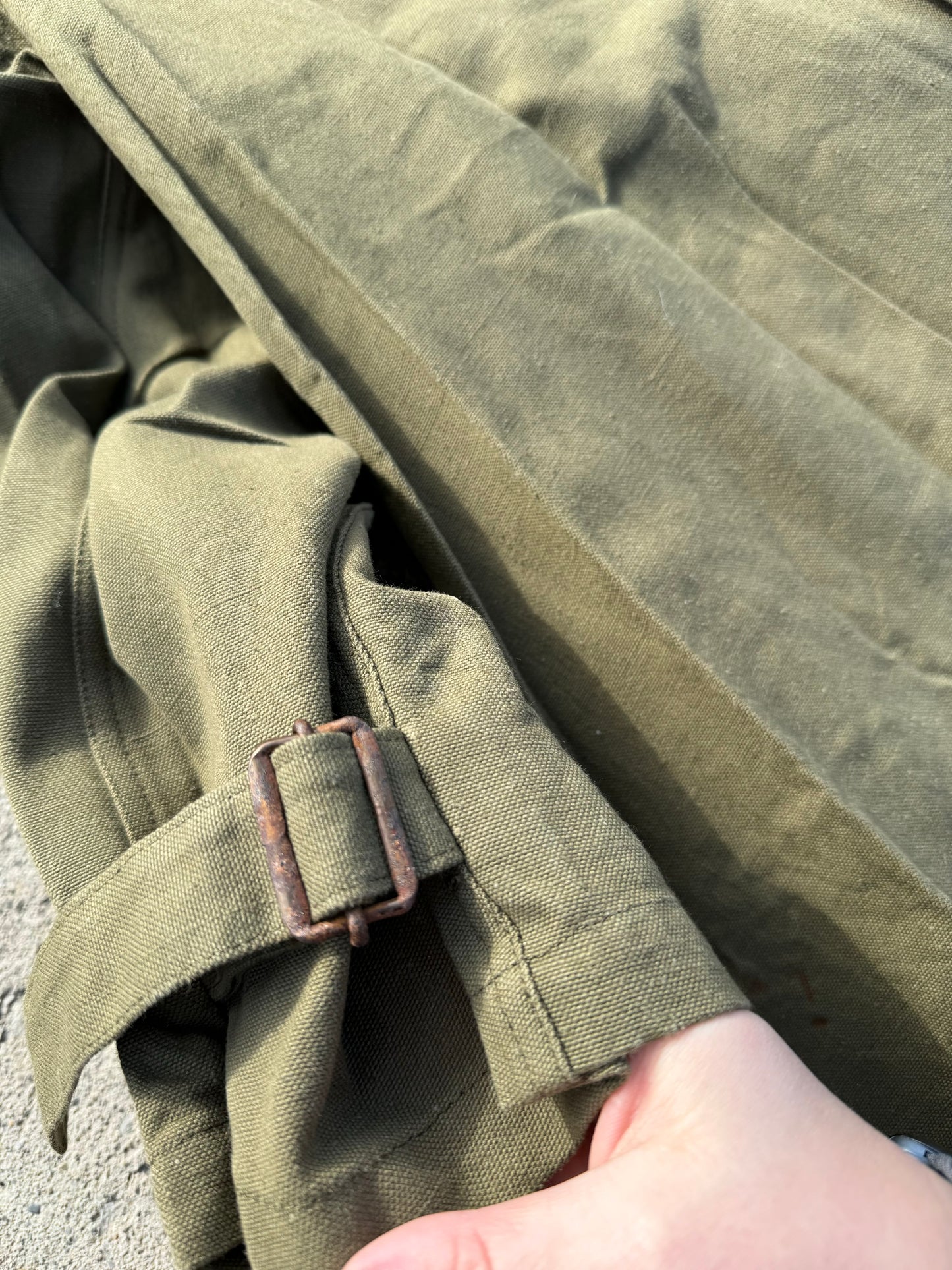 Vintage French Military Canvas Motorcycle Trench Coat | XL