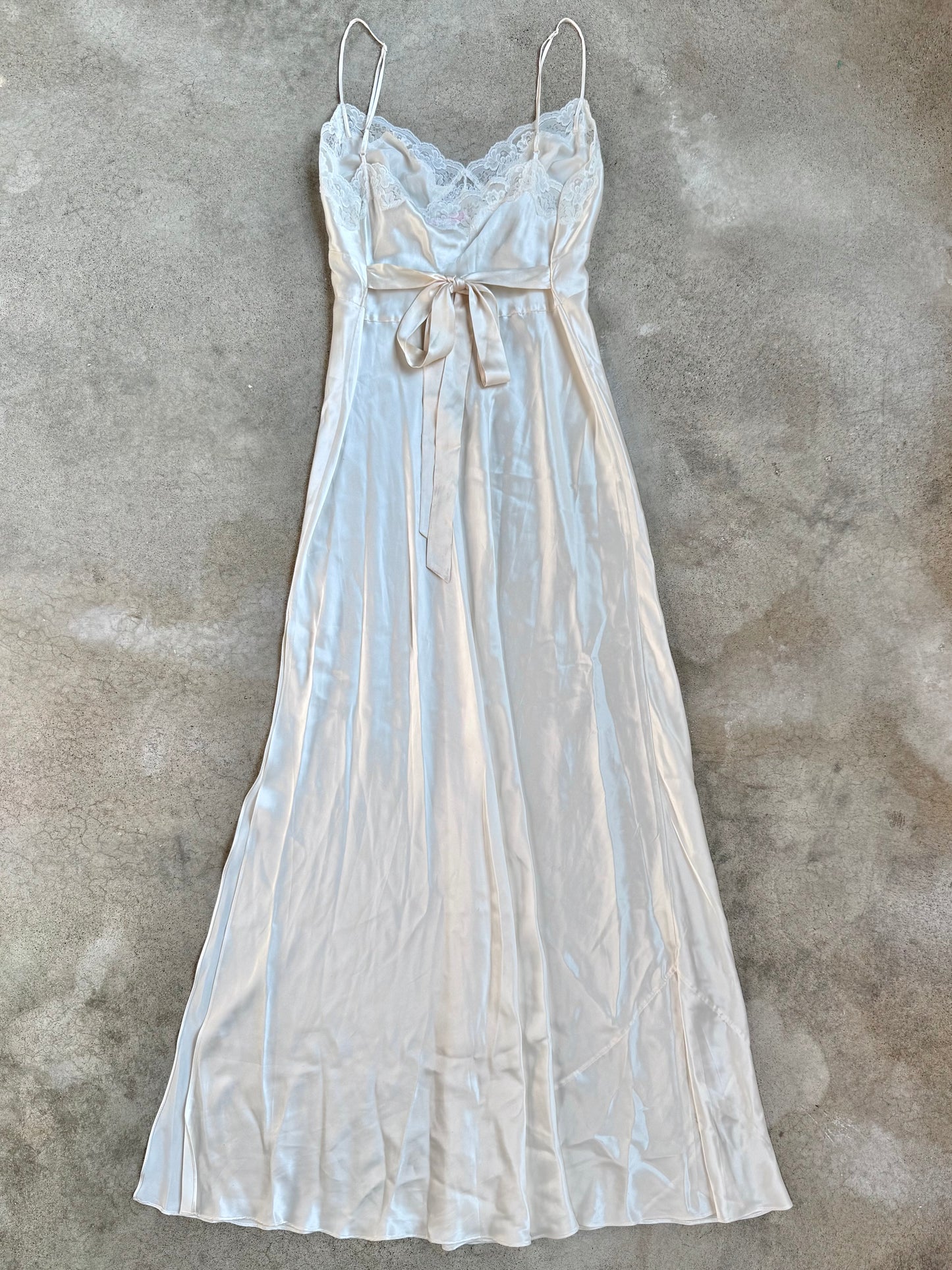 Vintage 2002 Victoria's Secret 100% Silk Lace Trim Maxi Slip Dress | XL