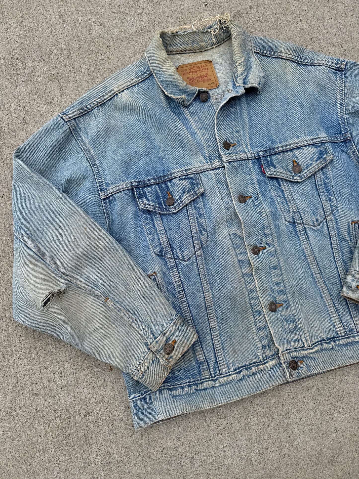 Vintage 1980s Levi’s Worn Denim Trucker Jacket | Large