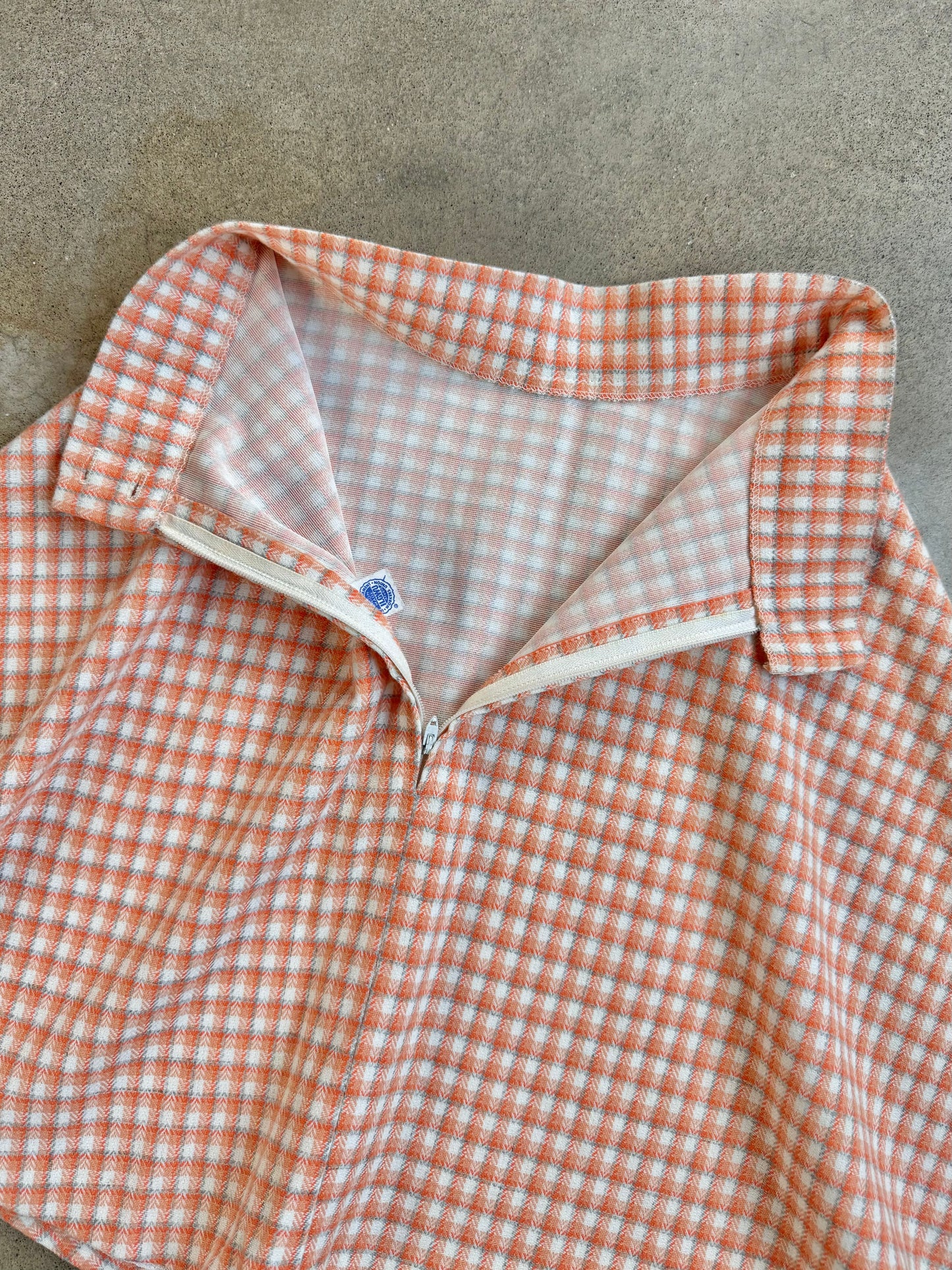 Vintage 1970s Orange Plaid Mini Circle Skirt | Waist 24”